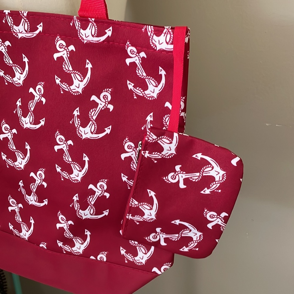 Anchors Aweigh!  Red and white Tote NWT *‎ Change purse included - Picture 5 of 7